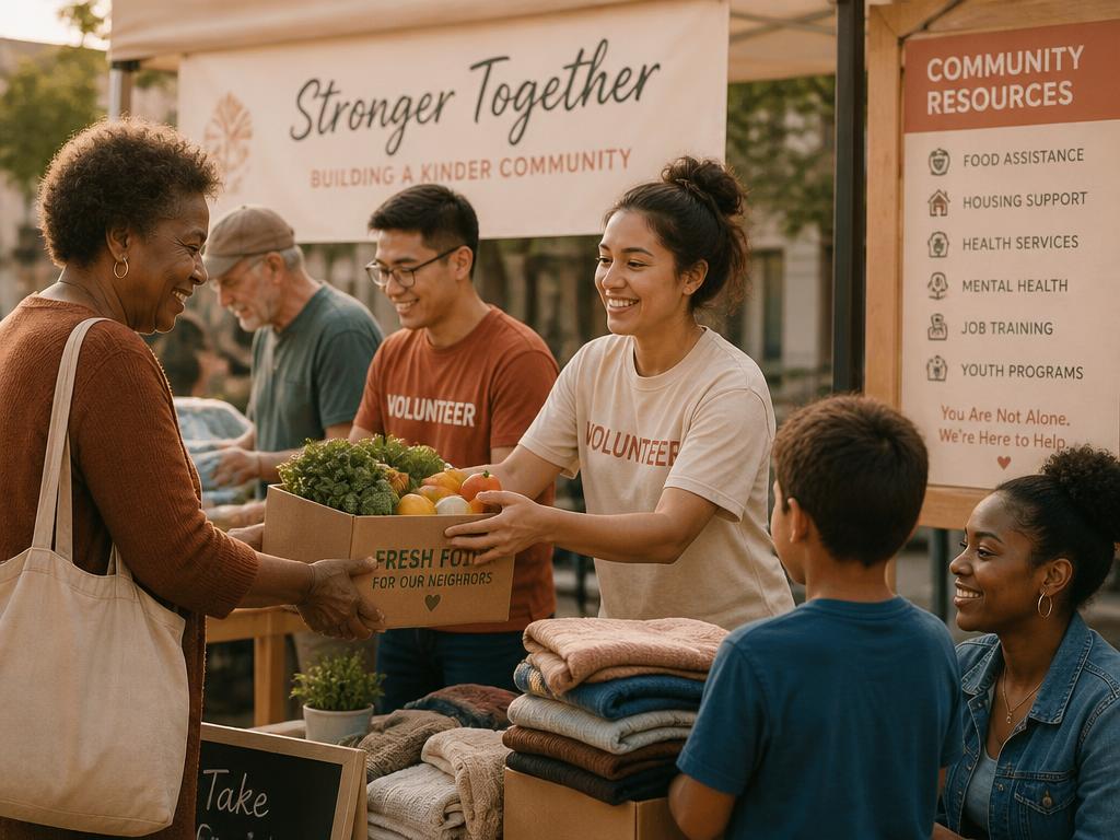 Community members planting together in a neighborhood garden